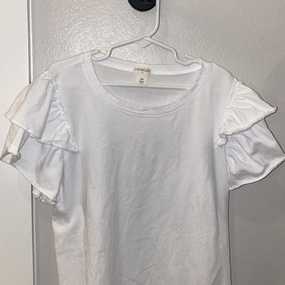 EUC Girls Teen Tween J.Crew Crewcuts Size 14 White Ruffle Sleeve T-Shirt Top - Picture 4 of 7